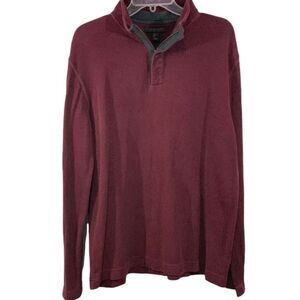 Lachlan British Inspired M 100% Cotton Burgundy 1/4 Zipper LngSlv Men's Sweater.